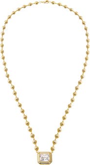 BY ADINA EDEN Beaded Square CZ Pendant Necklace