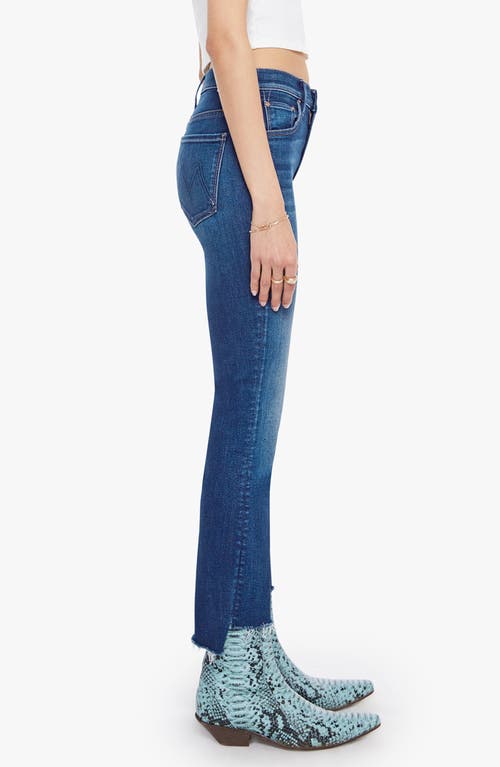 Mother The Insider High Waist Step Frayed Hem Crop Jeans In Blue