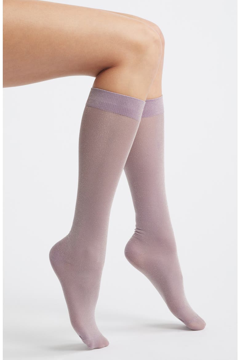 Glitterati Metallic Knee High Socks, Main, color, PURPLE
