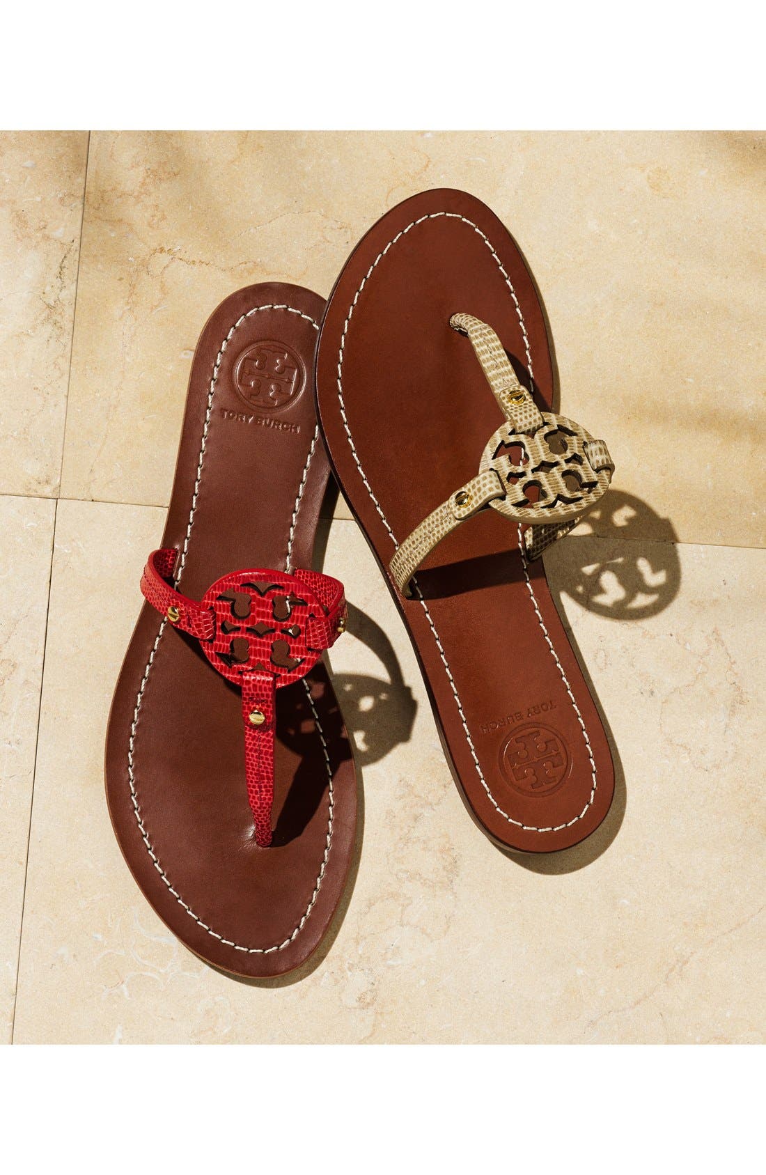 Tory Burch 'Mini Miller' Leather Thong Sandal, Alternate, color, 