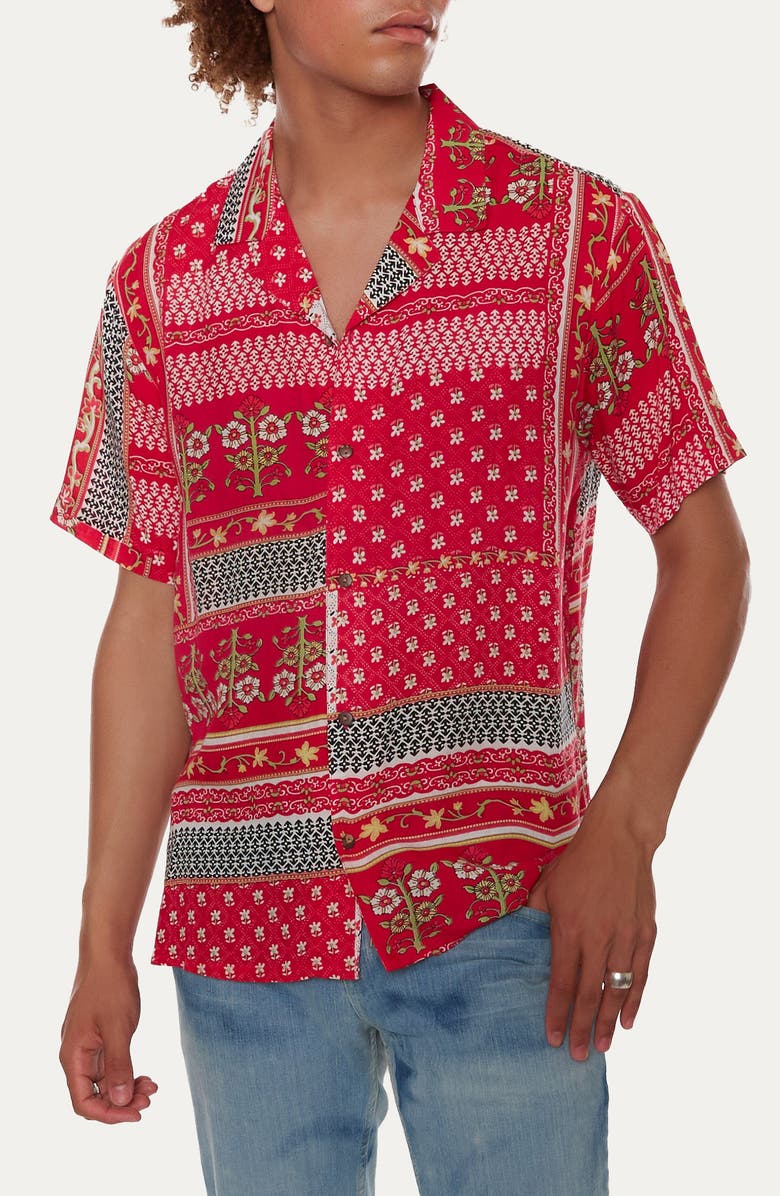 Raga Floral Short Sleeve Button-Up Shirt, Main, color,