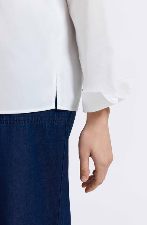 Foxcroft Tammy Ruffle Collar Cotton Blend Top In White