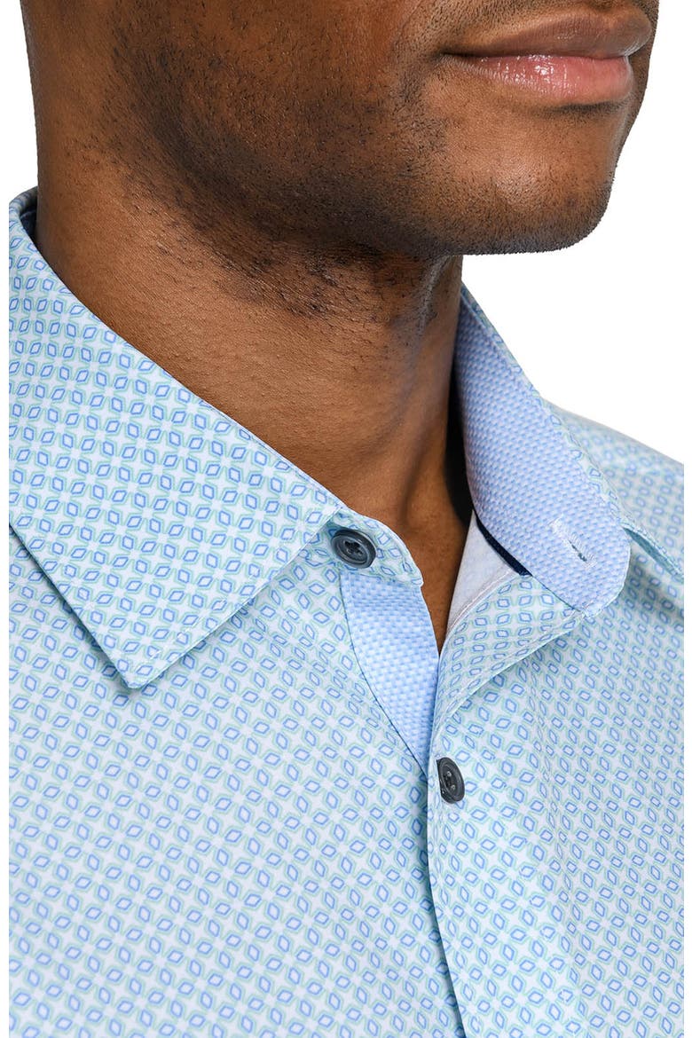 Slim Fit Diamond Geo Woven Long Sleeve Basic Shirt, Alternate, color, WHITE/GREEN