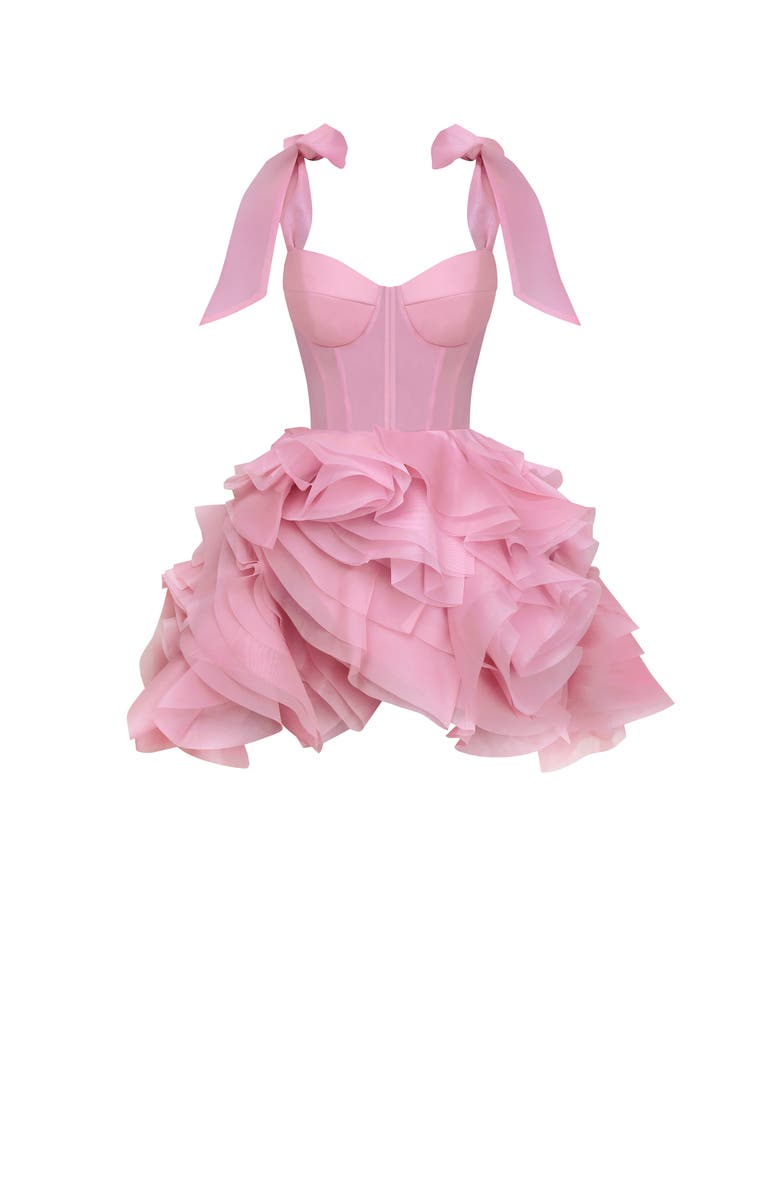 Milla Danceable Mini With Ruched Flower Appliques, Alternate, color, Pink