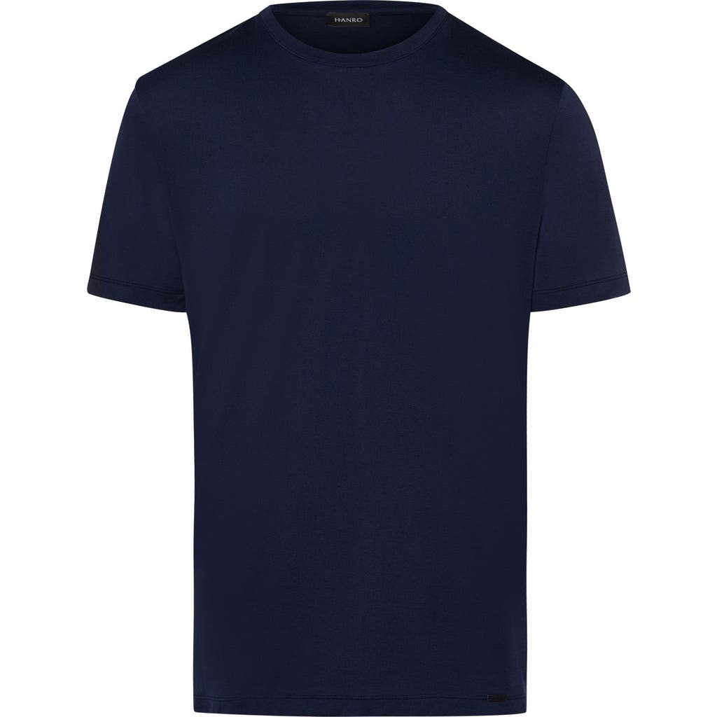 Hanro Night And Day Cotton Crew Neck T-shirt In Black Iris