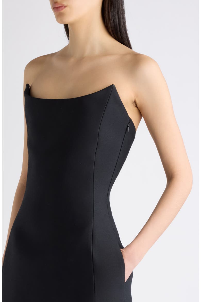 Bustier Wool & Silk Blend Strapless Cocktail Dress, Alternate, color, 1000 BLACK