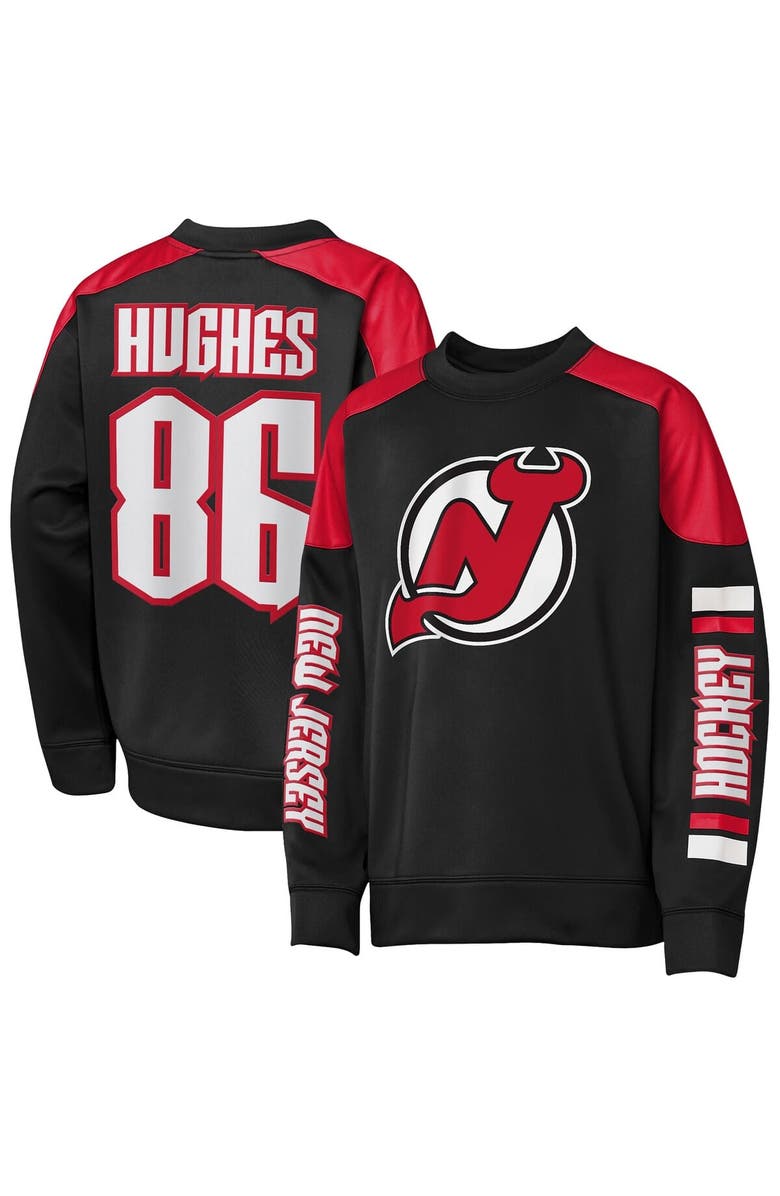 Outerstuff Youth Outerstuff Jack Hughes Black New Jersey Devils Best Defense Name 
Number Crewneck Sweatshirt, Main, color, Black