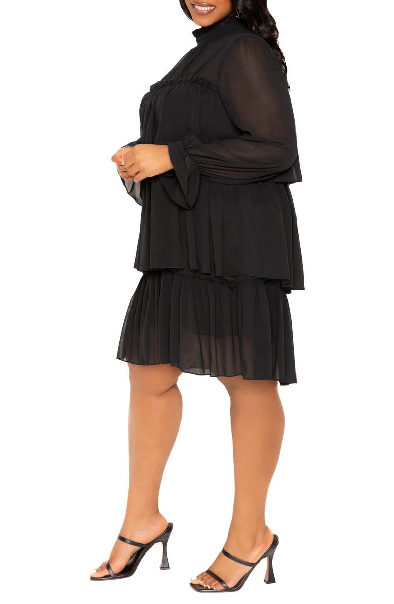 BUXOM COUTURE Tiered Long Sleeve Minidress, Alternate, color, 