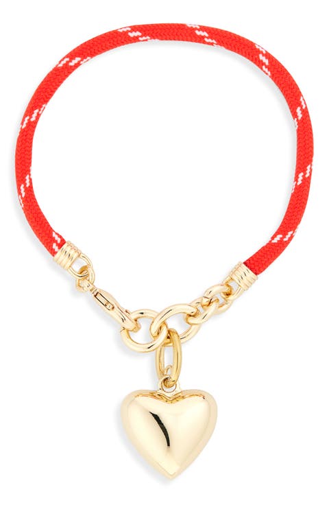Happy Cord Heart Charm Bracelet