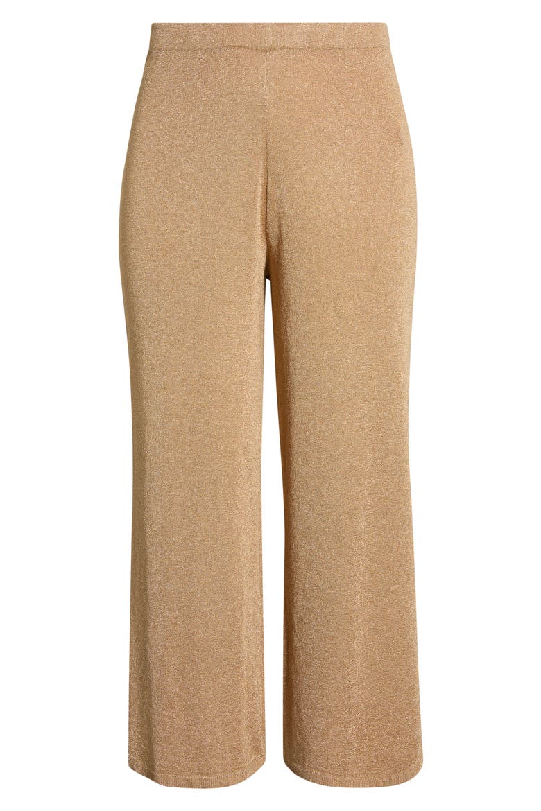 Lurex Metallic Wide Leg Sweater Pants, Alternate, color, LIGHT GOLD