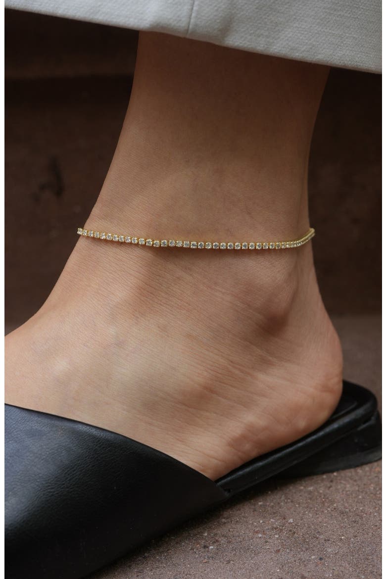 Cubic Zirconia Tennis Anklet, Alternate, color, GOLD