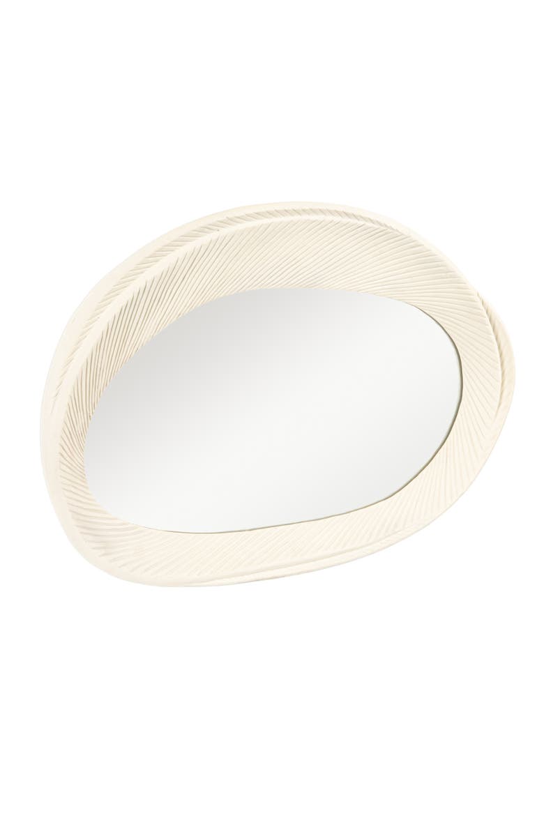 Storied Home Resin Framed Wall Mirror, Antique White, Main, color, White