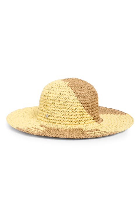 Geo Woven Raffia Floppy Hat