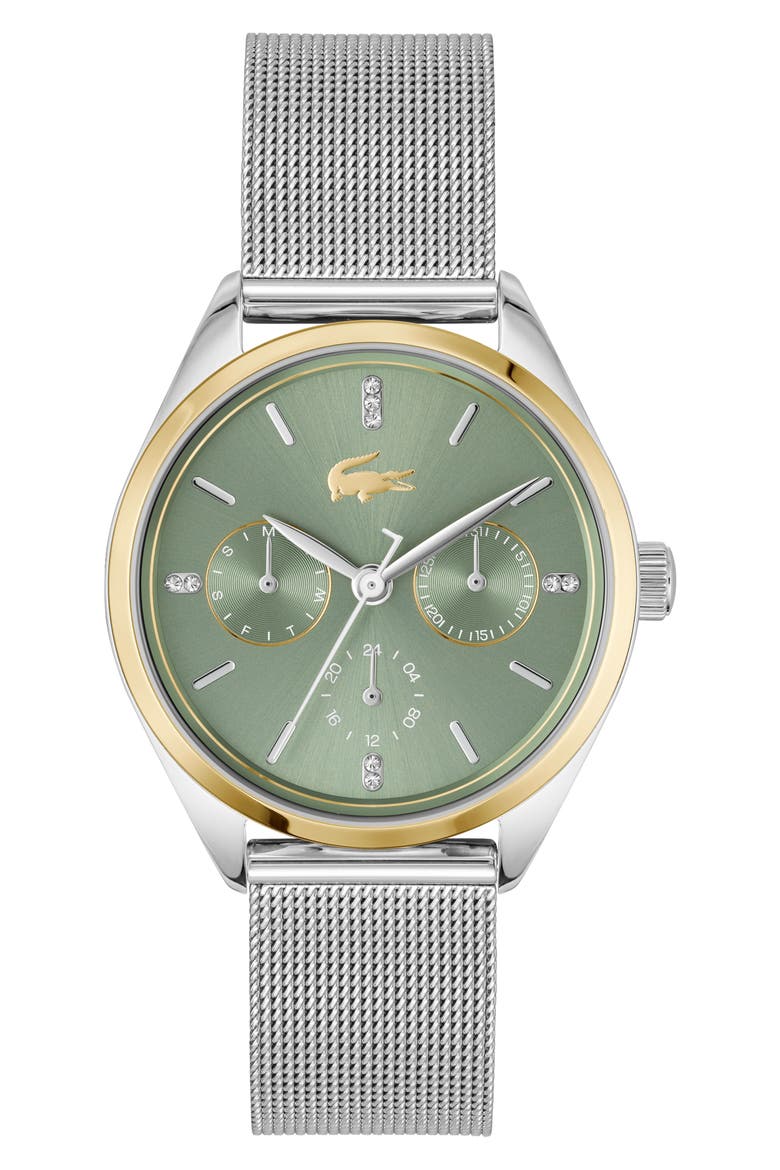 Atena Multifunction Mesh Strap Watch, 34mm, Main, color, SILVER