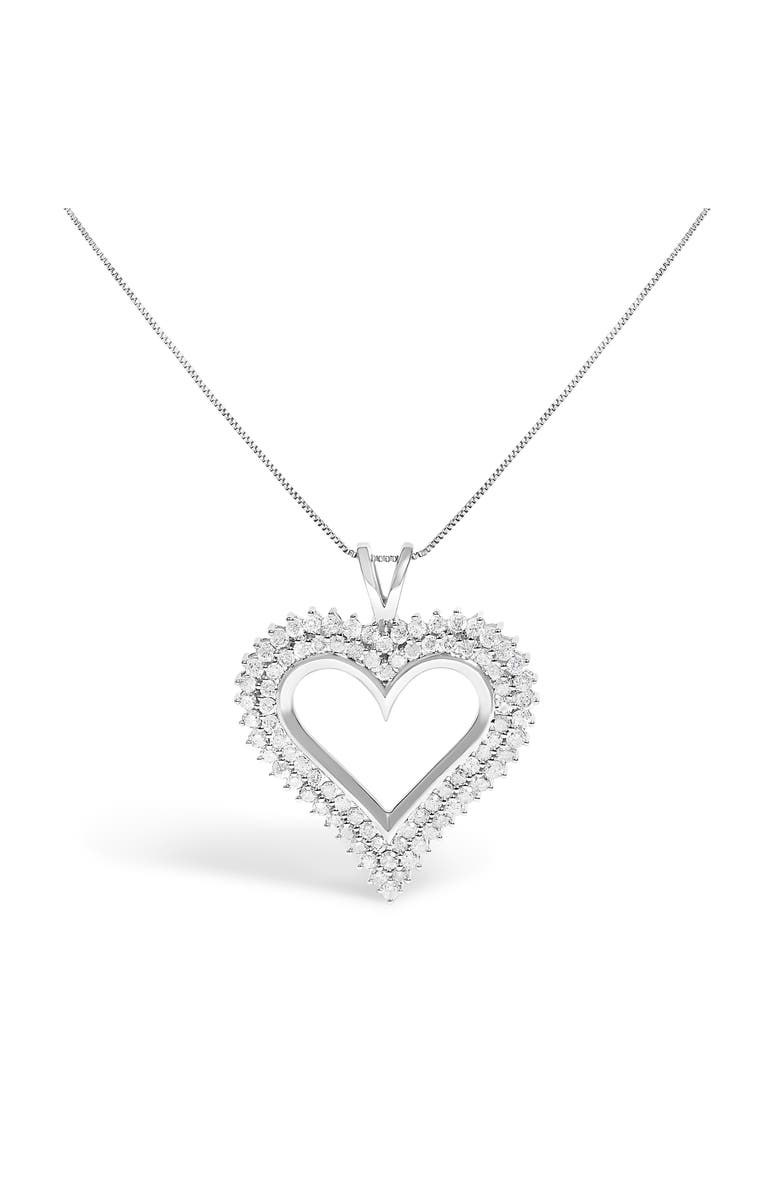 Haus of Brilliance Silver 3.00 Cttw Diamond Heart Pendant Necklace, Main, color, White