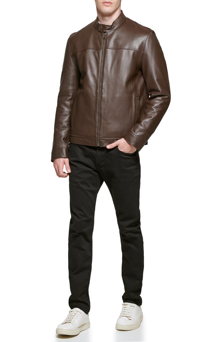 Cole Haan Bonded Leather Moto Jacket, Alternate, color, 