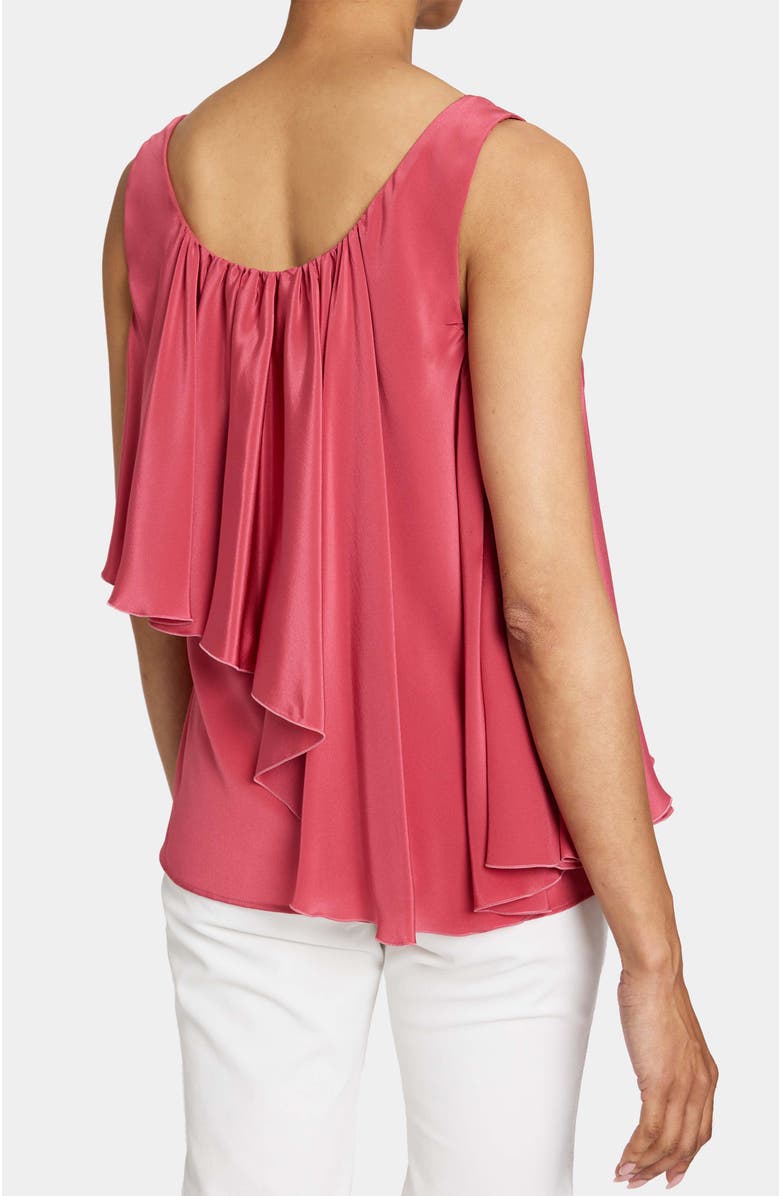 Santorelli BONNIE Sleeveless Silk Top with Asymmetric Ruffle Panel, Alternate, color, Peony