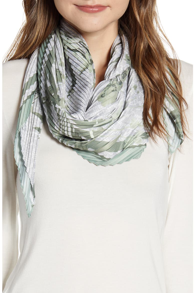 Hillary Highland Pleat Diamond Scarf, Main, color, GREY