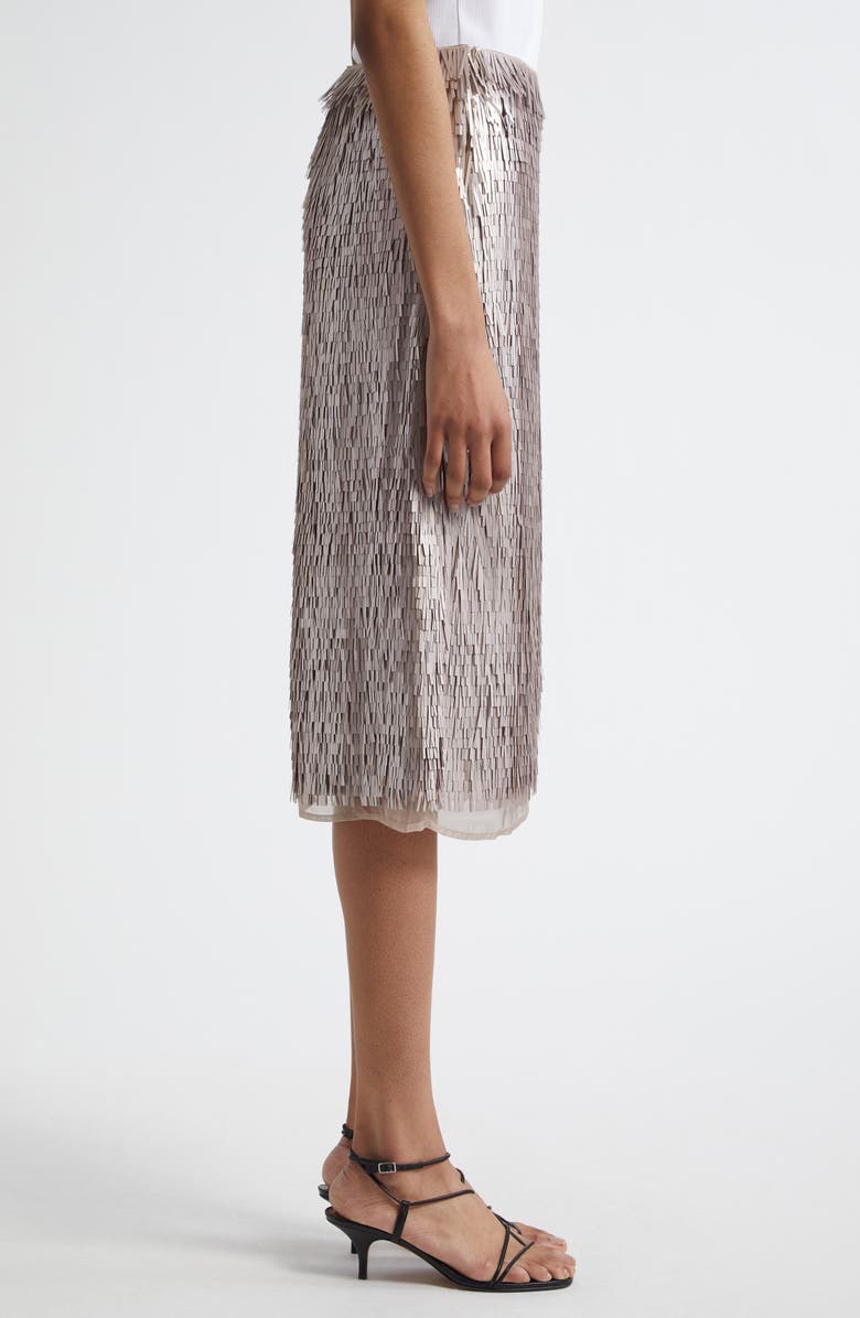 Róhe Sequin Fringe Skirt, Alternate, color, Silver