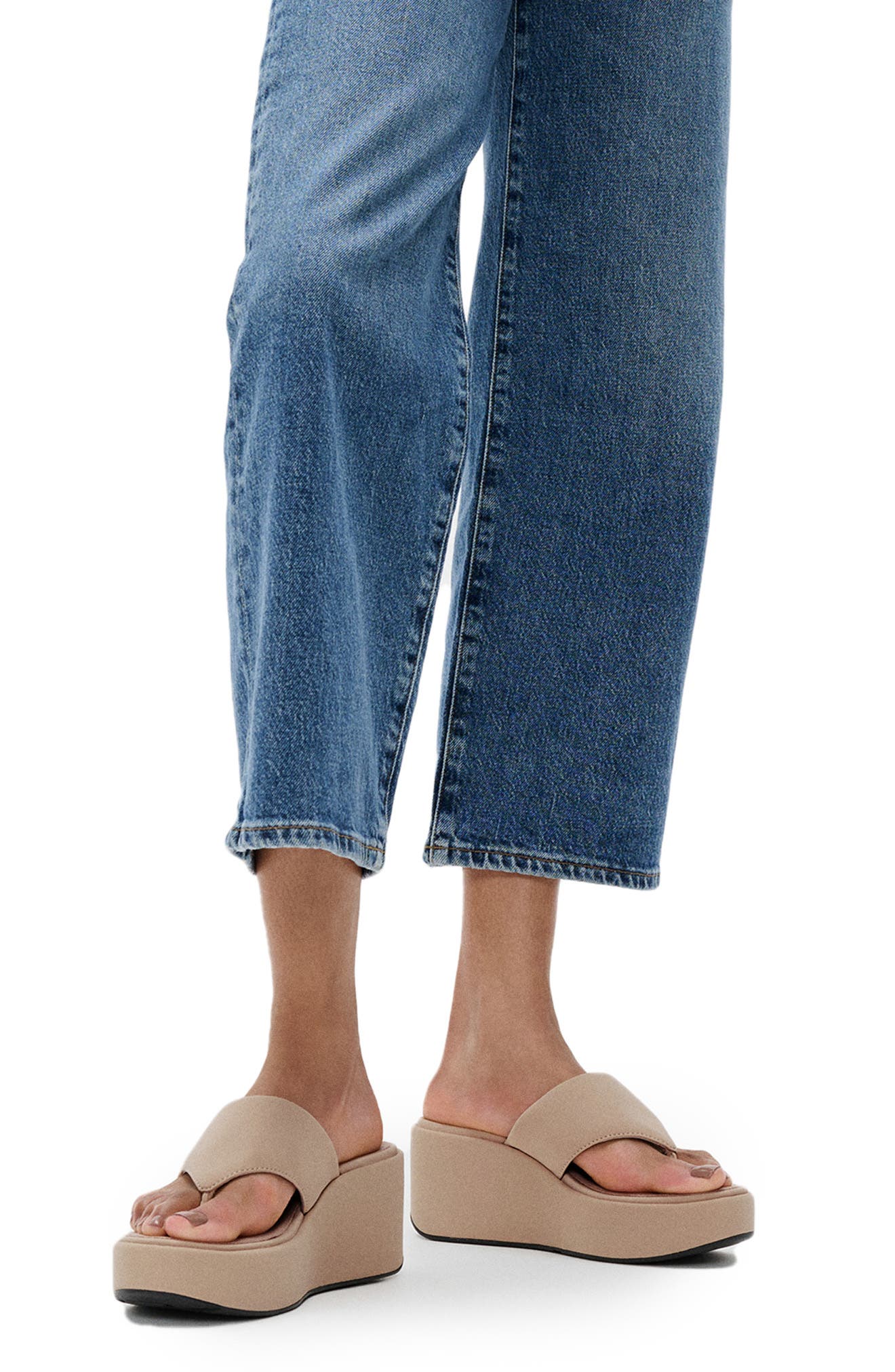 FitFlop PlatFForms Wedge Toe Post Sandal, Alternate, color, Classic Beige