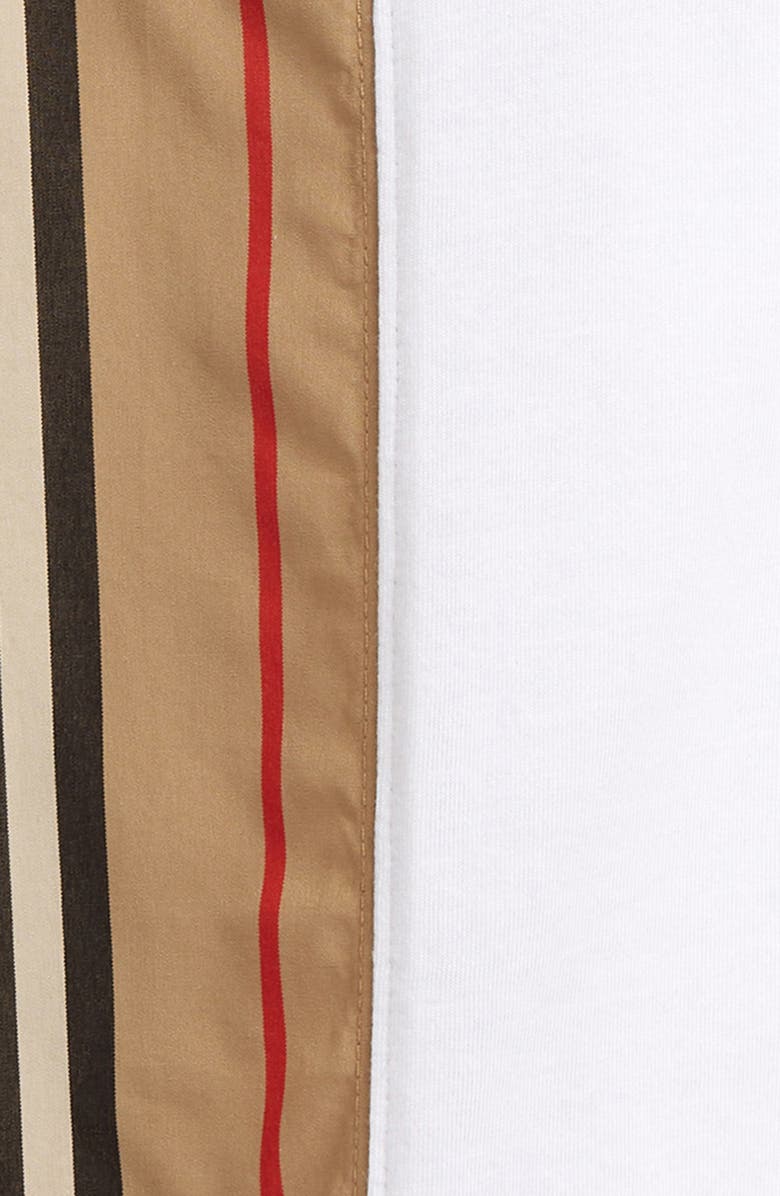 Burberry Lennox Icon Stripe Panel Cotton Romper, Alternate, color, 