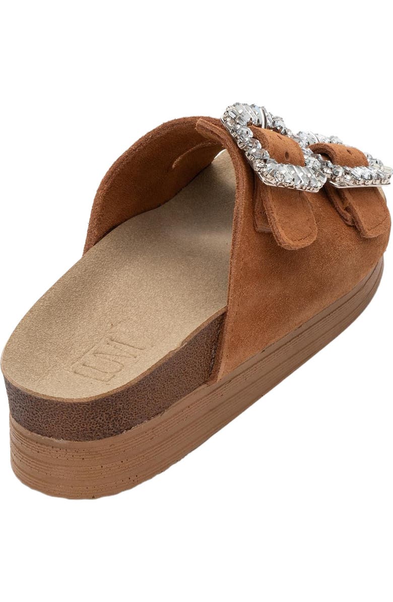 Forever & Always Shoes Polacca Leather Slide Sandal, Alternate, color, Cognac Brown Suede Leather