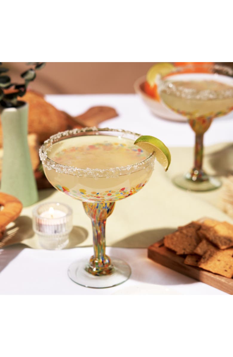TWINE Segunda Vida Artistico Recycled Margarita Glasses Set of 2, Alternate, color, Multicolor