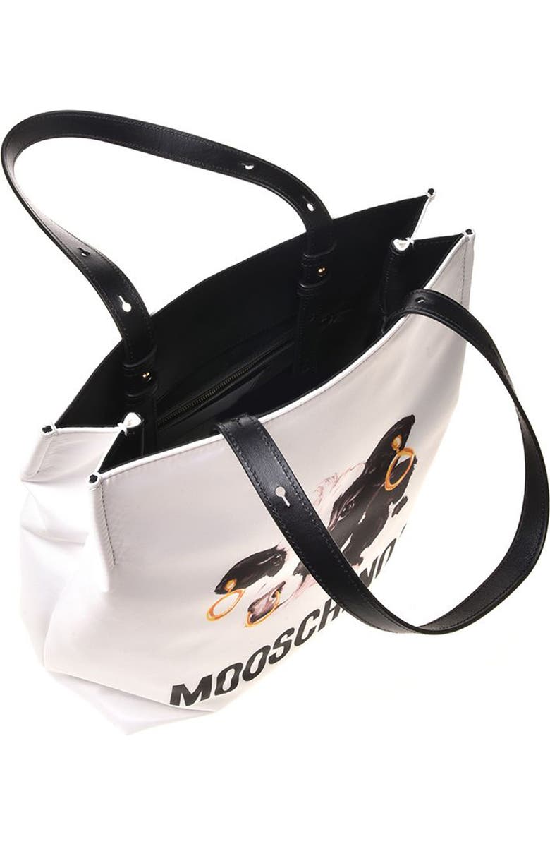 Moschino Cow Print Faux Leather Tote, Alternate, color,