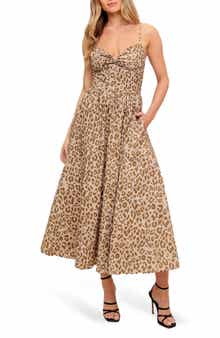 FLYING TOMATO Leopard Print Cotton Maxi Sundress