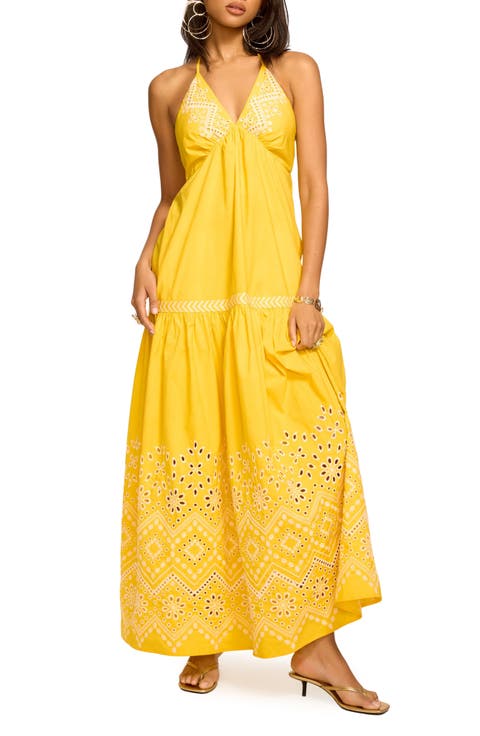 Amaris Eyelet Embroidery Halter Dress
