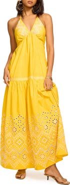 Ramy Brook Amaris Eyelet Embroidery Halter Dress