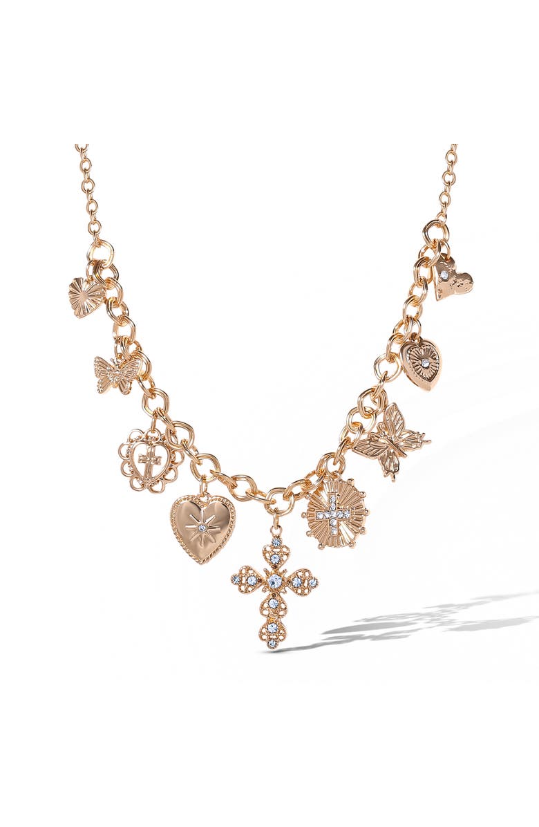 Jessica Simpson Gold Cross Necklace, Main, color, Gold