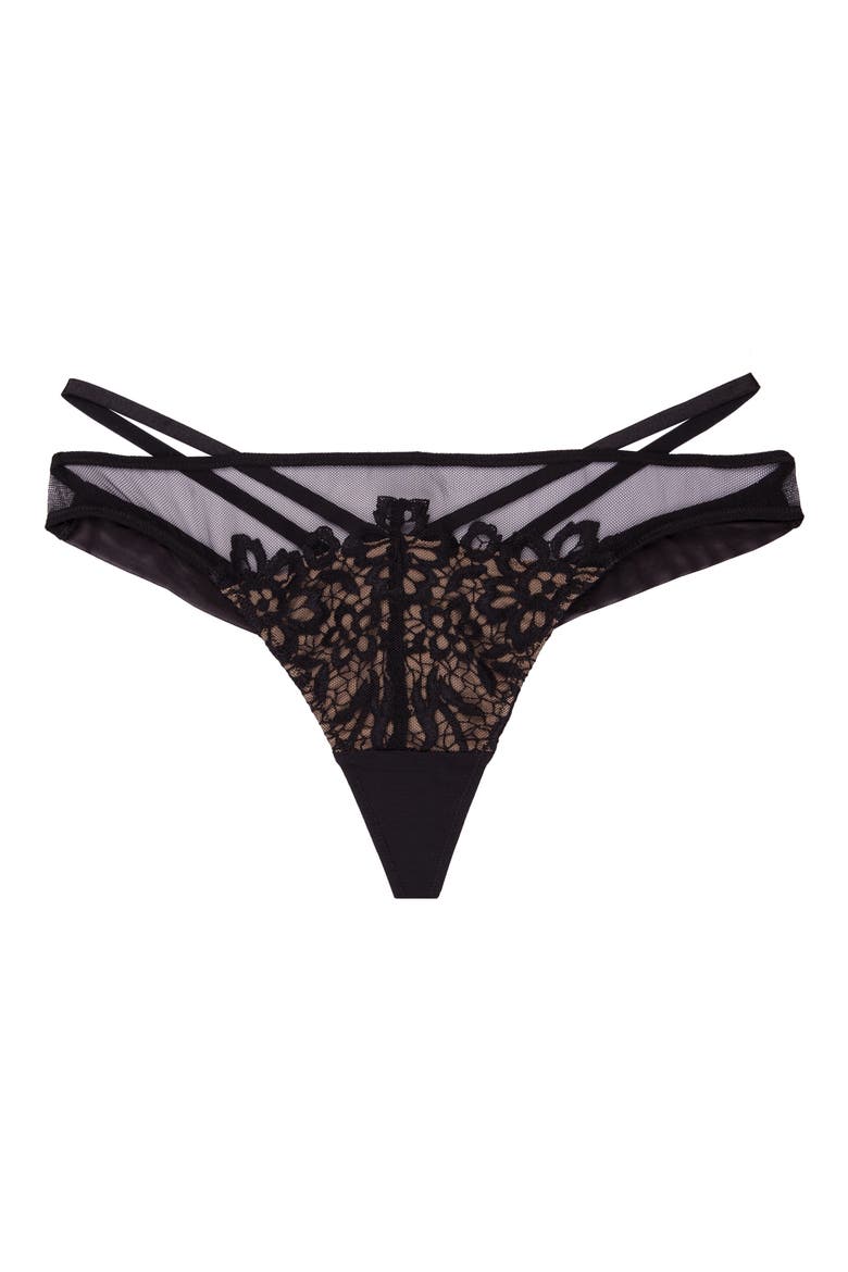 Dahlia G-String Thong, Alternate, color, BLACK/ NUDE