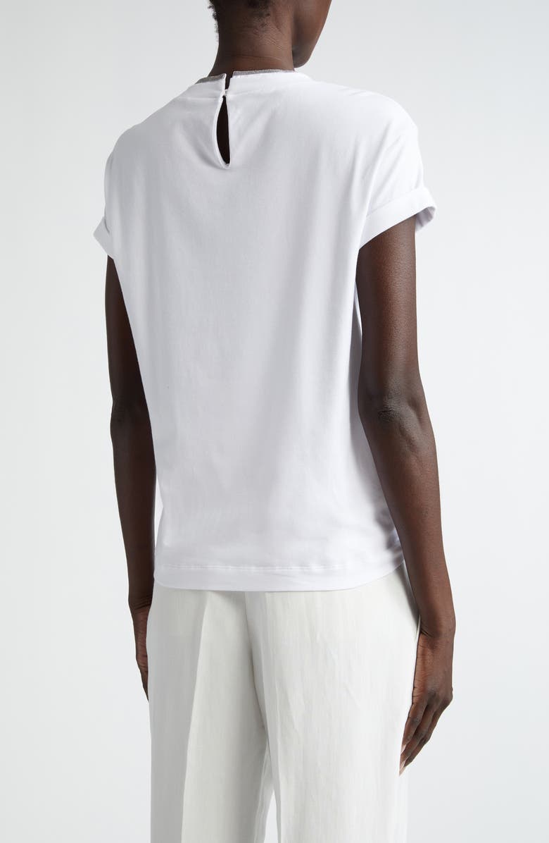 Brunello Cucinelli Monili Detail Cuff Sleeve T-Shirt, Alternate, color, 