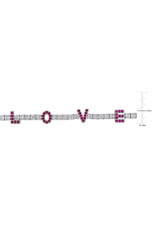Delmar Lab Grown Ruby & White Sapphire Love Tennis Bracelet In Red