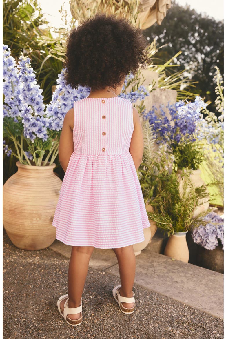 Kids' Stripe Cotton Blend Seersucker Dress, Alternate, color, PINK