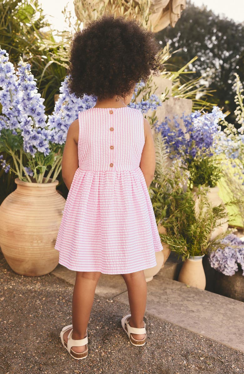 NEXT Kids' Stripe Cotton Blend Seersucker Dress, Alternate, color, Pink
