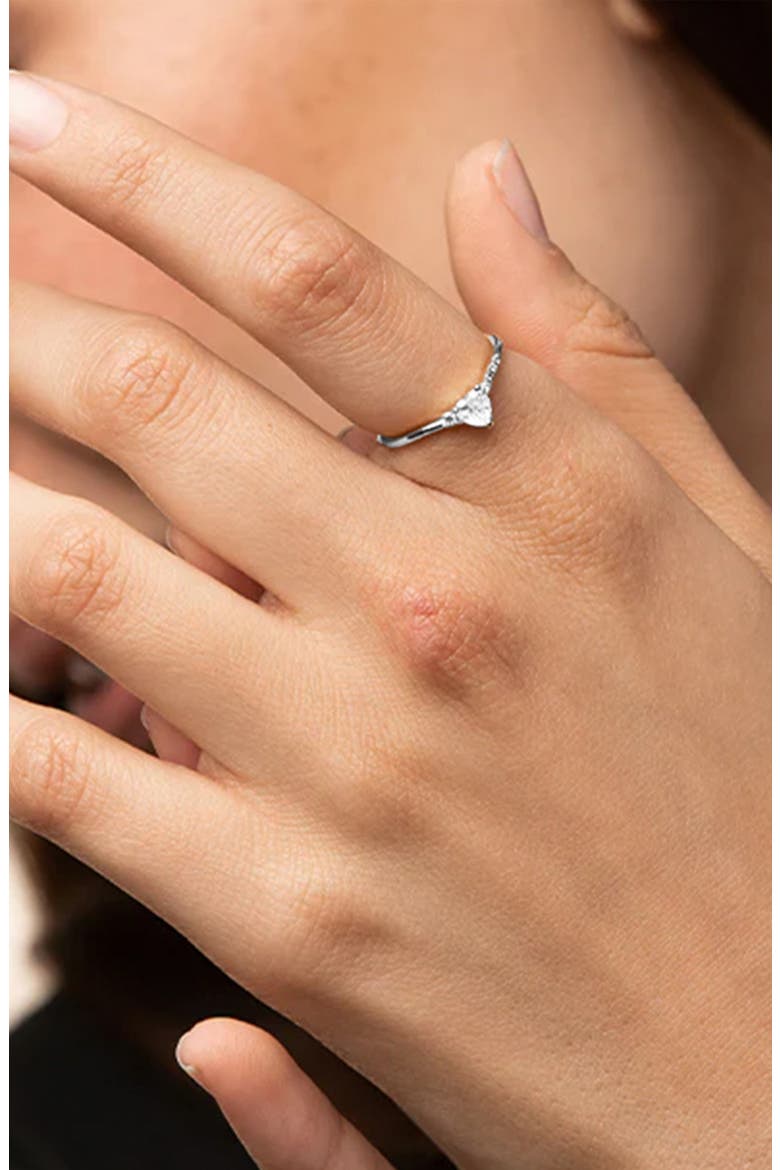 14k Gold Plating Bella Heart Ring Trendy Minimalist Dainty, Alternate, color, Silver - Size 6