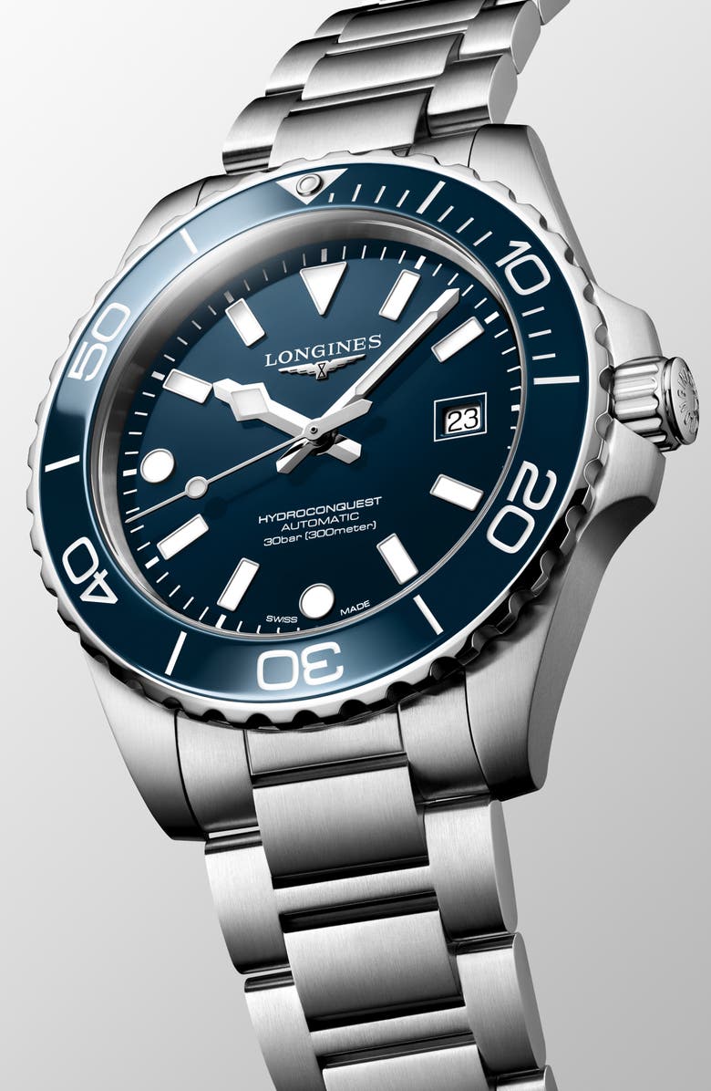 Longines HydroConquest Automatic Bracelet Watch, 42mm, Alternate, color, Blue