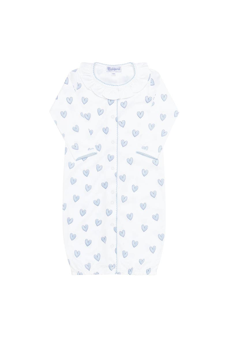 Blue Heart Print Converter Gown - Baby, Alternate, color, Blue