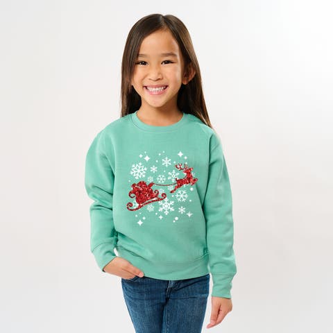 Santa Sleigh Glitter Sweatshirt (little Kid & Big Kid)