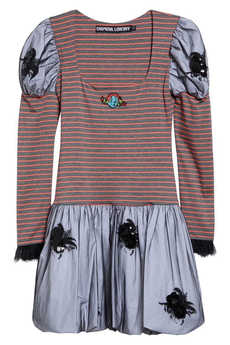 Pitch Jersey Mixed Media Dress, Main, color, GREY AND ORANGE
