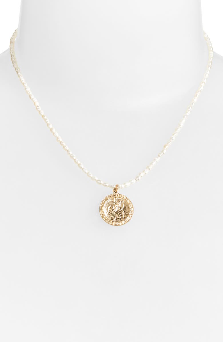 Nashelle Sophia Freshwater Pearl Strand Necklace, Alternate, color, Gold Fill