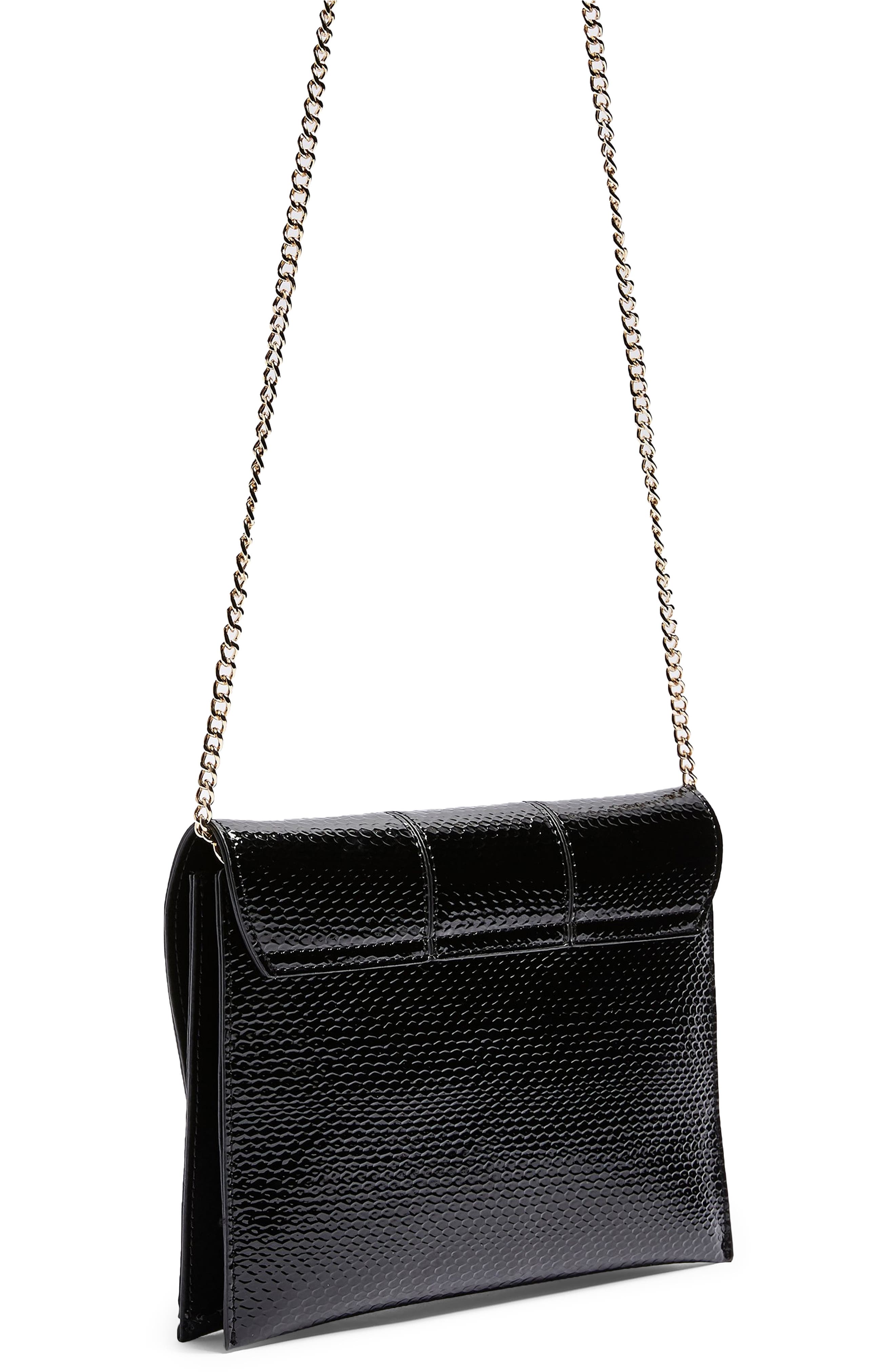 Topshop Panther Chain Clutch Crossbody Bag, Alternate, color, 