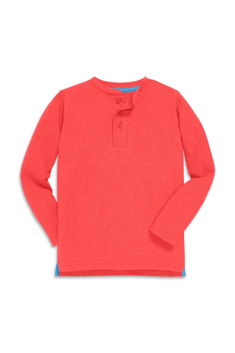 Kids Heathered Long Sleeve Henley Tee, Alternate, color, Strawberry