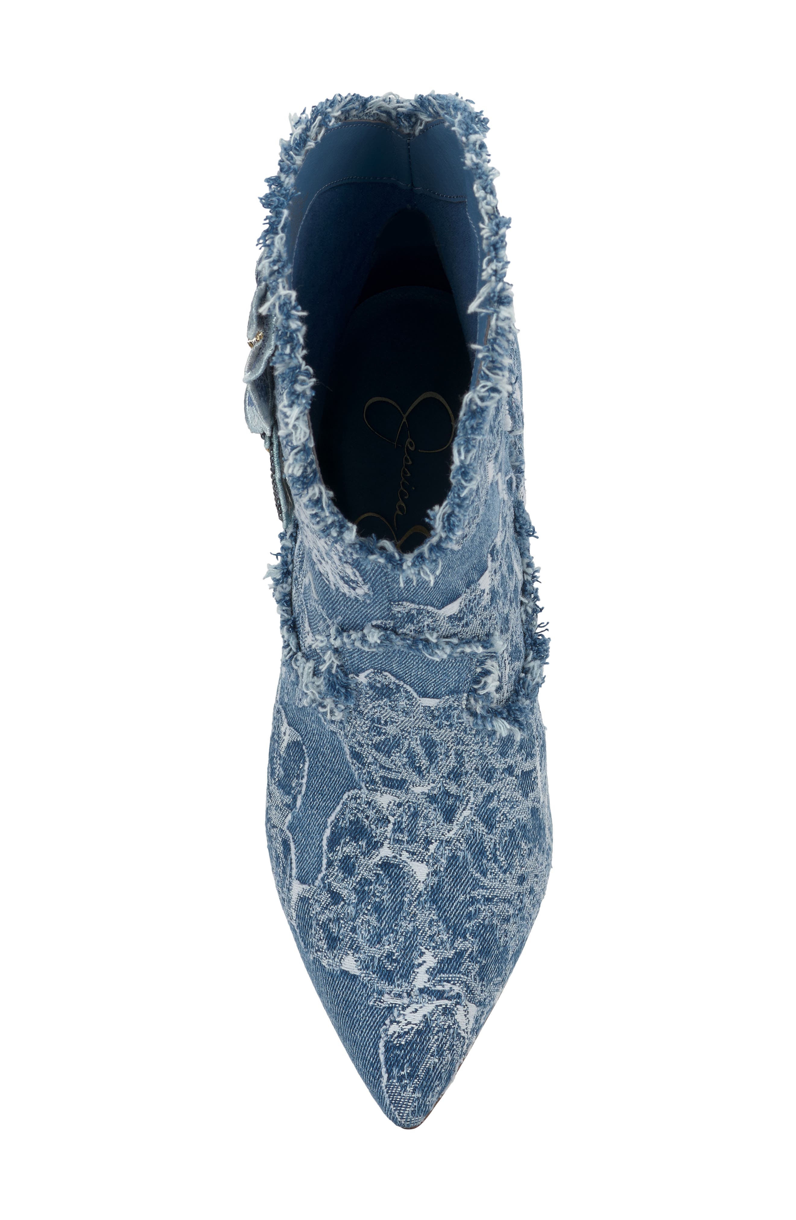 Jessica Simpson Plitee Pointed Toe Bootie, Alternate, color, Medium Blue