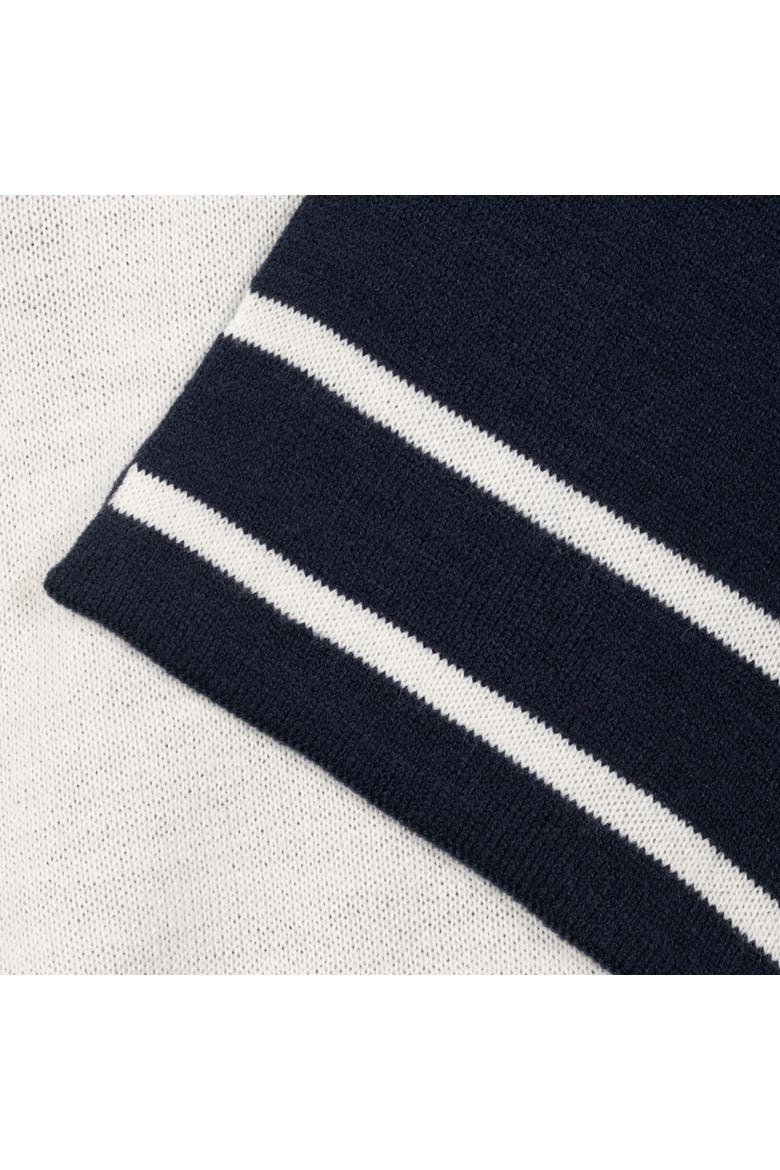 border ruana with script logo, Alternate, color, navy/cream