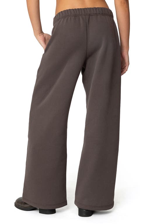 Edikted We're  Logo Wide Leg Sweatpants In Dark-gray