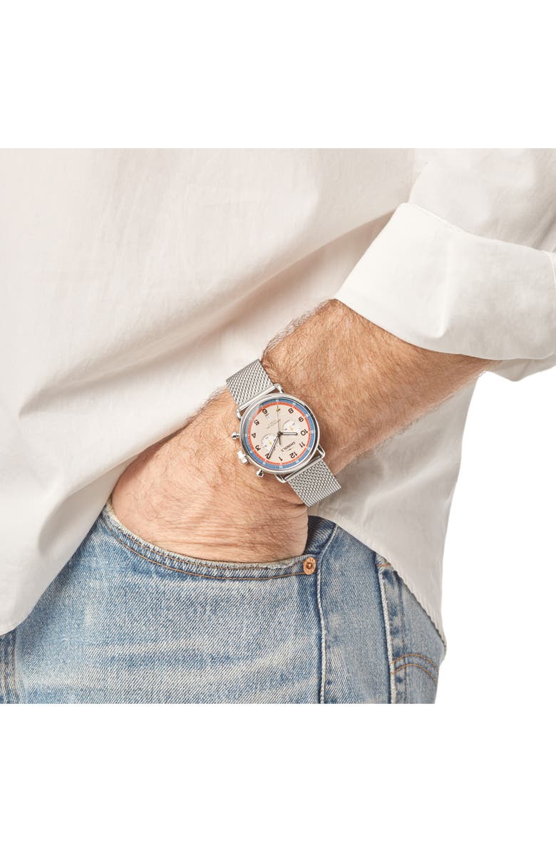 Shinola Canfield Model C56 Chronograph Mesh Strap Watch, 43mm, Alternate, color,