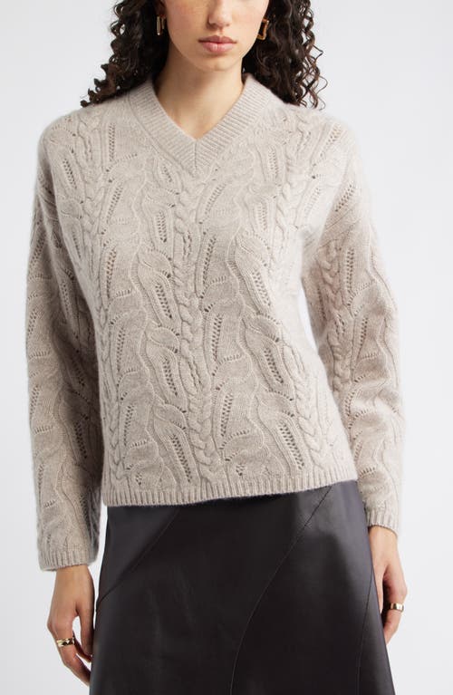 Nordstrom Cable Wool & Cashmere Sweater In Brown